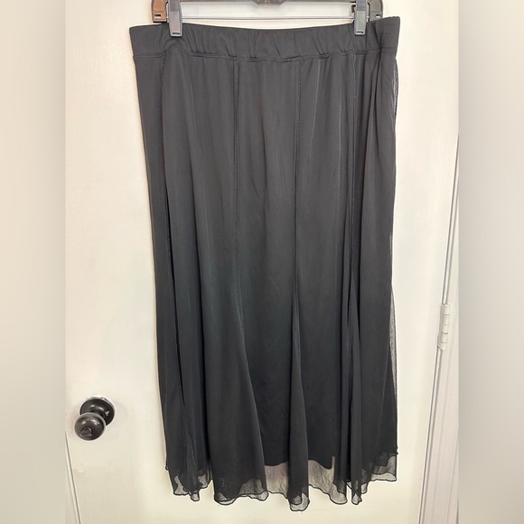 Catherines Womens Black Plus Chiffon Flowy Elastic Skirt 0X 14/16 Lined #1648 - Picture 3 of 5
